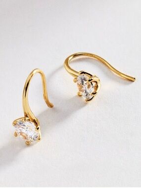Anthropologie Crystal French Hook Earrings NWT Elegant Gold Drop